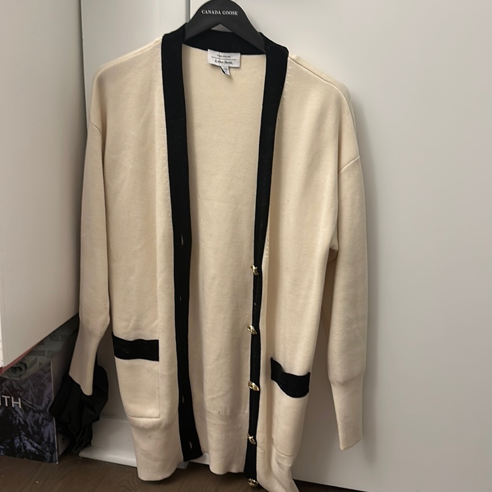 &other stories cardigan cream and black color size XS